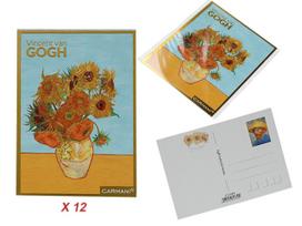 Zestaw 12 Pocztówek Kartki Pocztowe Van Gogh Słoneczniki Prezent Sztuki