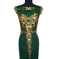 Appliques Large Flowers Gold Sequined Appliques Mesh Epaulette DIY Sequin Patches Sequined Embroidery Patches