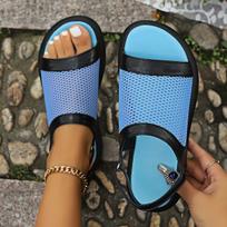 Kombinuotos Sandalos Vasaros Nauji Storu Padu Velcro Atsitiktiniai Moteriški Šlepetės Didelio Dydžio Paplūdimio Sandalai 36 mėlyna