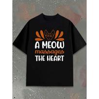 European sizes Cat Lover's Heart Massage Tee for Men T-shirt Black Short Gifts T Shirts for Summer Fall Stylish Summer Outerwear Printed T-shirts S juoda