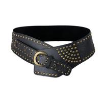 PU Leather Metal Rivet Belt Punk Waist Corset Gothic Wide Cummerbunds  Outfits juoda