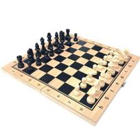 1 Set Chess Game Portable Foldable Durable 3 in 1 Wooden International Chess Checkers Toy Party Supplies S
