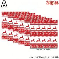 20Pcs Christmas Grease Resistant Food Wrapping Paper Anti-Oil Wrappers for Sandwiches Hamburgers Fried Chicken Tray Liners elnias