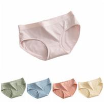 5Pcs Weather Pattern Seamless Briefs Mid Waist Underwear for Women Sweet Solid Color Panties  Lady M-5Pcs