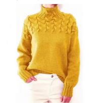 Fashion Long Sleeve Warm Turtleneck Knitted Sweater for Women Autumn and Winter Casual Pullover Sweaters Ladies Elegant Plus Size Solid Jumpers 25115 S citrinos geltonos spalvos