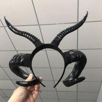 Black Demon Horns Women Headpiece Cosplay Animal Girls Antelope Headwear Halloween Hairband Carnival Dress Up Party Costume