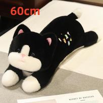 60/90CM Cute Simulated Black Cat With Bib Doll Plush Toy Stuffed Soft Animal Plush Kitten Pillow Kids Girls Birthday Gift Decor