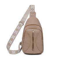 Women's Chest Bag Soft Leather Crossbody Bag Travel Shoulder Bag chaki