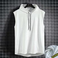 Men's Hong Kong Style Sleeveless Hoodie Vest - Trendy Summer Fashion 2XL balta