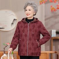 Middle-aged mother autumn hooded jacket new grandma short fashion jacket top old lady clothes 1XL [recommended 80-50kg] oranžinė