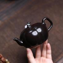 190ml Yixing Purple Clay Teapots Handmade Pumpkin Black Pot Raw Ore Dahongpao Mud Kettle With Infuser Zisha Tea Set Decoration