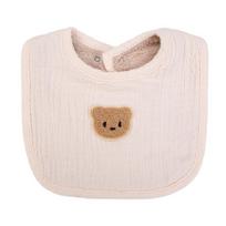 Baby Bib Cute Bear Muslin Gauze Saliva Towel U Absorbent Pockets Kids Boys Girls Feeding Burp Clothes Newborn Infant Gift 19x19cm smėlis