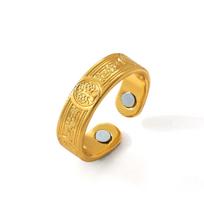 Hot-selling ancient red copper magnet ring fashion tree of life pattern arrangement magnetic ring pass