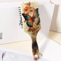 Butterfly pattern paddle comb - anti-static,scalp massage,soft nylon bristles,exfoliating hair brush,Special for real hair wigs