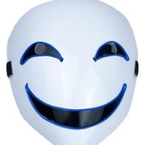 LED-illuminated -black Bullet Smiling Leech Shadow Inherited Mask Full-face Grimace Clown Black Contract Holder Halloween mėlyna