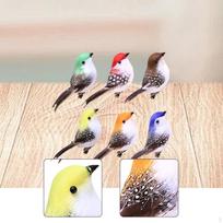 6 Pieces Artificial Birds Tree Ornaments Clip on Simulation Floral Arrangements for Garden