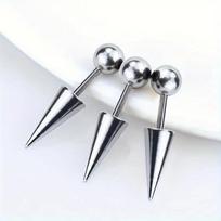 3pcs/Lot Punk Rock Stainless Steel Spike Helix Stud Earrings Devil Ear Stack Cartilage Body Piercing Jewelry Set for Men Women Bar 10mm sidabras