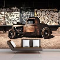 3D Retro Grafičių Nuotraukų Tapetai Nostalgija Seno Automobilio Freska Restoranas Kavinė Svetainės Foninės Sienos Tapetai 200 cm(W) x 140 cm(H)
