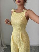 Elegant Off-the-Shoulder Wide-Leg Strappy Women's Jumpsuit - New Spring/Summer Collection S [85-100] geltona