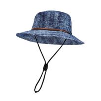 Drawstring Denim Fisherman Hat Sombrero Sunscreen Basin Cap Soft Fishing Cap  Camping tamsiai mėlyna spalva