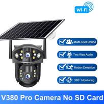 Dual-Lens Solar Security Camera – 4G/WiFi Outdoor Monitor, Night Vision, HD Rechargeable PIR Surveillance WIFI Version