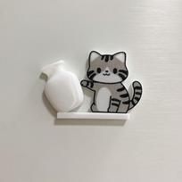 Acrylic Cat Whiskers Collection Ornaments Magnetic Cartoon Cat Hair Storage Memorial Box Cat Pushing Vase Decor