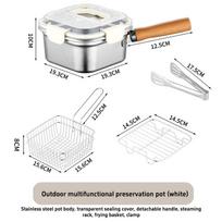Durable Stainless Steel Frying Pan With Basket Non-stick Cooking Pot Square Shape Camping Cookware Fries Kitchenware Tableware balta