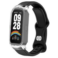 Skaidrus dėklas+Dirželiai Xiaomi mi band 9 8 active priedams Silikoninė apyrankė+Apsauginis PC korpusas Dangtelis Redmi band 3 2 For Mi Band 9 active juoda