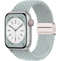 Nylon Braided Strap For Apple Watch ultra 2 Band 49mm 44mm 40mm 45mm 46mm 41mm magnetic Bracelet iWatch series se 7 3 5 6 8 9 10 38 40 41mm S10-42mm šviesiai mėlyna spalva