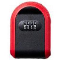 Key safe, wall-mounted four-digit combination lock box, reconfigurable combination security key box, with installation kit raudona