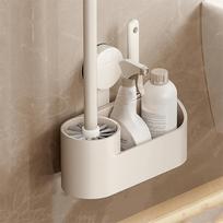 Suction Cup Mount Toilet Brush Holder Space Saving with Container Vertical Toilet Brush No Drill Design balta