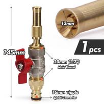 Adjustable Brass High Pressure Water Gun with Ball Valve Adapter Outdoor Garden Irrigation Car Washing Hose Connector Sprinkler