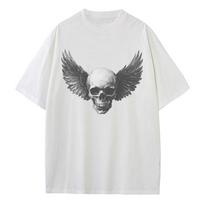 Summer Cotton T Shirt Graphic Tees Baggy Dropped Shoulders Oversized Short Sleeve Design Clothes Wings Skull Graphic Tops S įvairiaspalvis