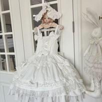 Saldus Lolita Suknelė Kreminės Baltos Spalvos Su Nėriniais ir Raukiniais Princess JSK Kawaii Kaspinas Pūsta Šventinė Suknelė Elegantiškas Viktorietiškas Lolita Aprangos Rinkinys S balta