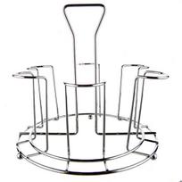 Cup Holder with 6 Fixators Smooth Silver Glass Protective Rack for Home sidabras