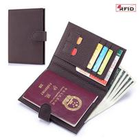 New Leather RFID Ultra-thin Passport Bag Multifunctional Wallet Ticket Clip Passport Document Wallet Storage Bag Female