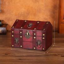 Retro Wooden Storage Box With Lock For Keepsakes And Decorative Use Vintage Red
