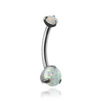 Titanium Navel Ring With Light Blue Opal Op17 - Silver - Tpp-012 1.6/10