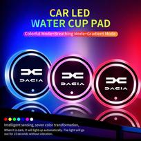 2pcs Car Styling Water Cup Coasters LED Light Holder Mat For New Dacia Duster Logan Sandero Jogger Spring Stepway Dokker Lodgy