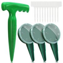 Garden Planting Tool Set Soil Hole Digger Seeder with Depth Marker for Seedling Transplanting and Planting one size žalia