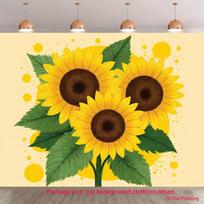 2D Flat Summer Sunflower Backdrop Bright Yellow Flower Background Cloth 47.2x31.5inch/120*80cm