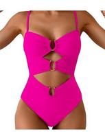 One Piece Swimsuit Women Sexy Solid Color Bikini Swimwear Fashion Elegant Beach Vacation Swimwear S