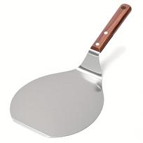 Apvalus nerūdijančio plieno picos padėklas su medine rankena. Patvarus plokščias paviršius lengvam picos perkėlimui ir patiekimui. Tinka naudoti namuose ir komerciškai. One Size sidabras