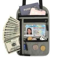 Nylon RFID Blocking Passport Bag Anti-theft with Adjustable Neck Strap Halter Card Holder Water Repellent Travel Neck Wallet pilka spalva