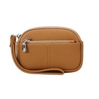 Card Holder PU Leather Mini Wallet Key Case Organizer Zipper Coin Purse Portable Solid Color Wrist Key Bag Students
