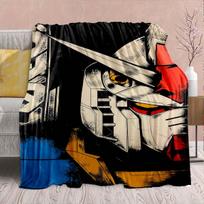 Gundam Anime Flannel Blanket - Soft Warm Perfect for Sofa, Bedding Camping Travel Office Home Decor 75x90cm