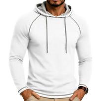 Autumn Winter Hooded Neck T-Shirts Men American Style Long Sleeve Moisture Wicking Tshirt Mens Casual Fashion Hooded Tees Tops XXL balta