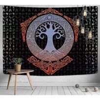 Viking tapestry, Norse Viking rune, Nordic 75x100 juoda