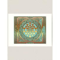 Bohemiškas gobelenas Sri Yantra ornamentas 150x100 juoda