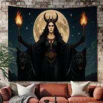 Tapestry of Hecate, the Greek Goddess of Witchcraft 75x100 juoda